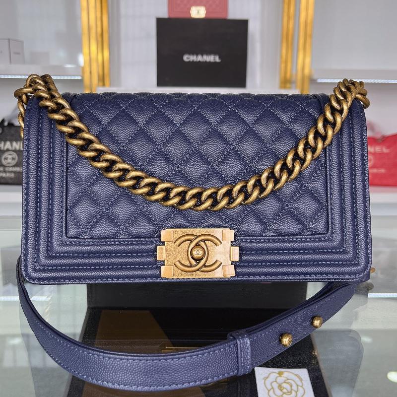 Chanel 2.55 Classic A67086 Fine ball patterned diamond grid blue antique copper buckle
